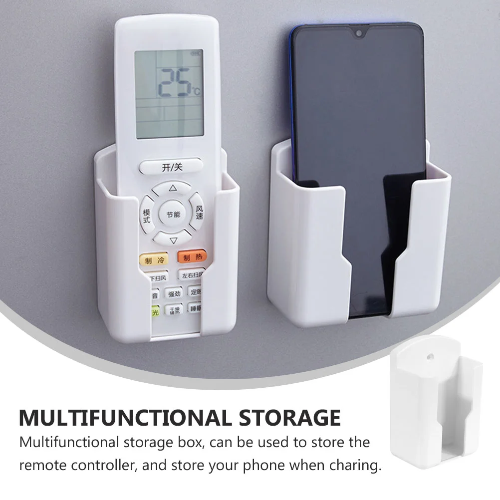 Remote Control Holder Storage Box Wall Phone Charging Case Hanging Controller White Organizer