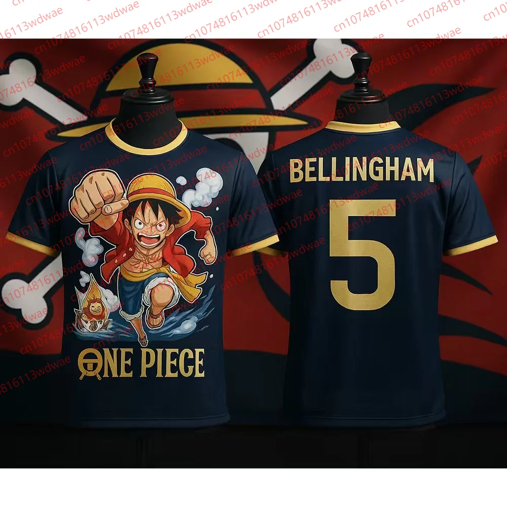 스페인 축구 유니폼 원피스 축구 유니폼 5 기어 루피 스페셜 에디션 벨링엄 5 유니폼 키트 로얄 축구 셔츠