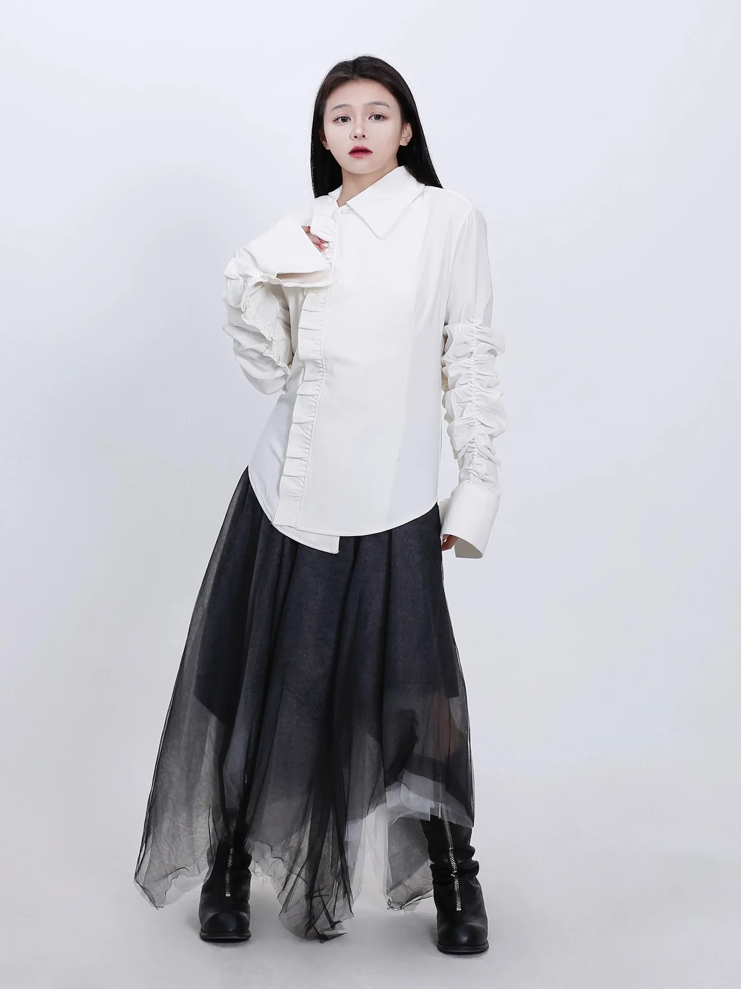 

SuperAen Long Sleeves Long Shirt Women's 2024 Spring Loose Fashion White Shirt