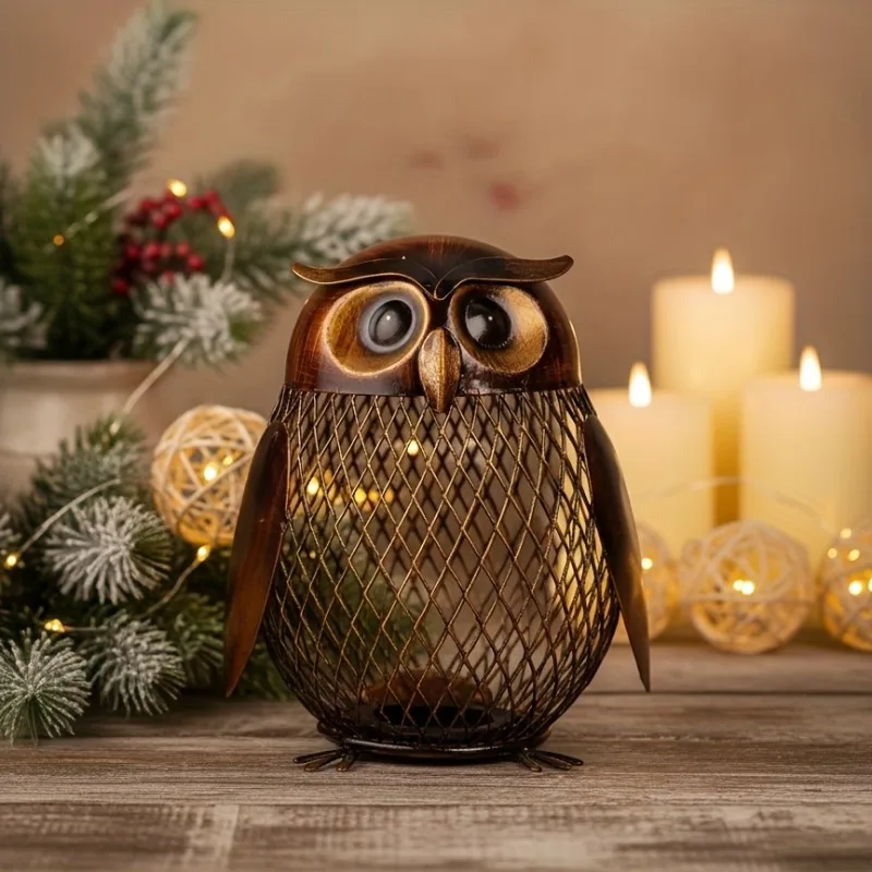 Cartoon Animal Owl Shaped Coin Can Rust Proof Metal Coin Storage Children's Festival Gift Desktop Ornament Home Decor