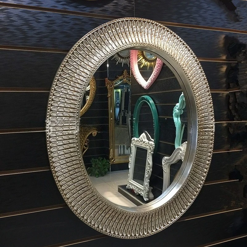 

Europeanism Retro Makeup Mirror,oval Wall-mounted Decorative Mirror with Peacock Tail Feather Shape Frame,80*95 Bathroom Mirror