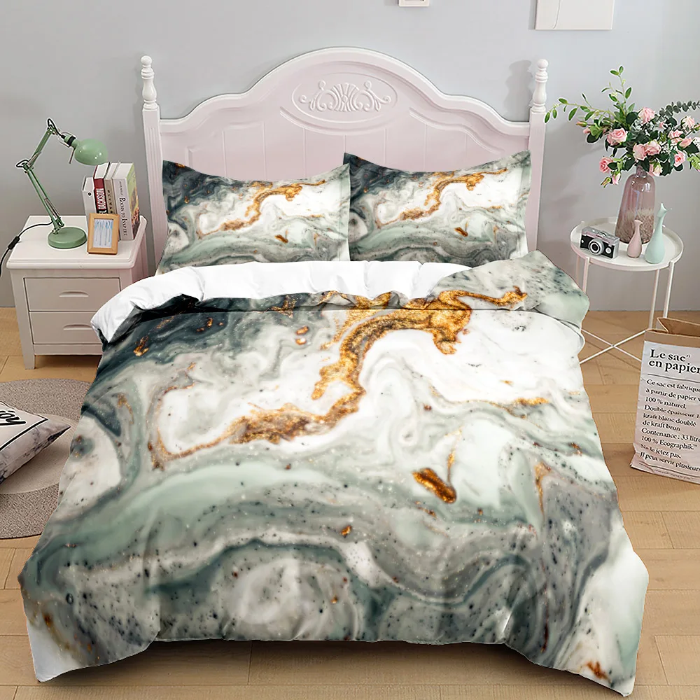 

Marble Stone Texture Duvet Cover Set King Queen Double Full Twin Single Size Bed Linen Set