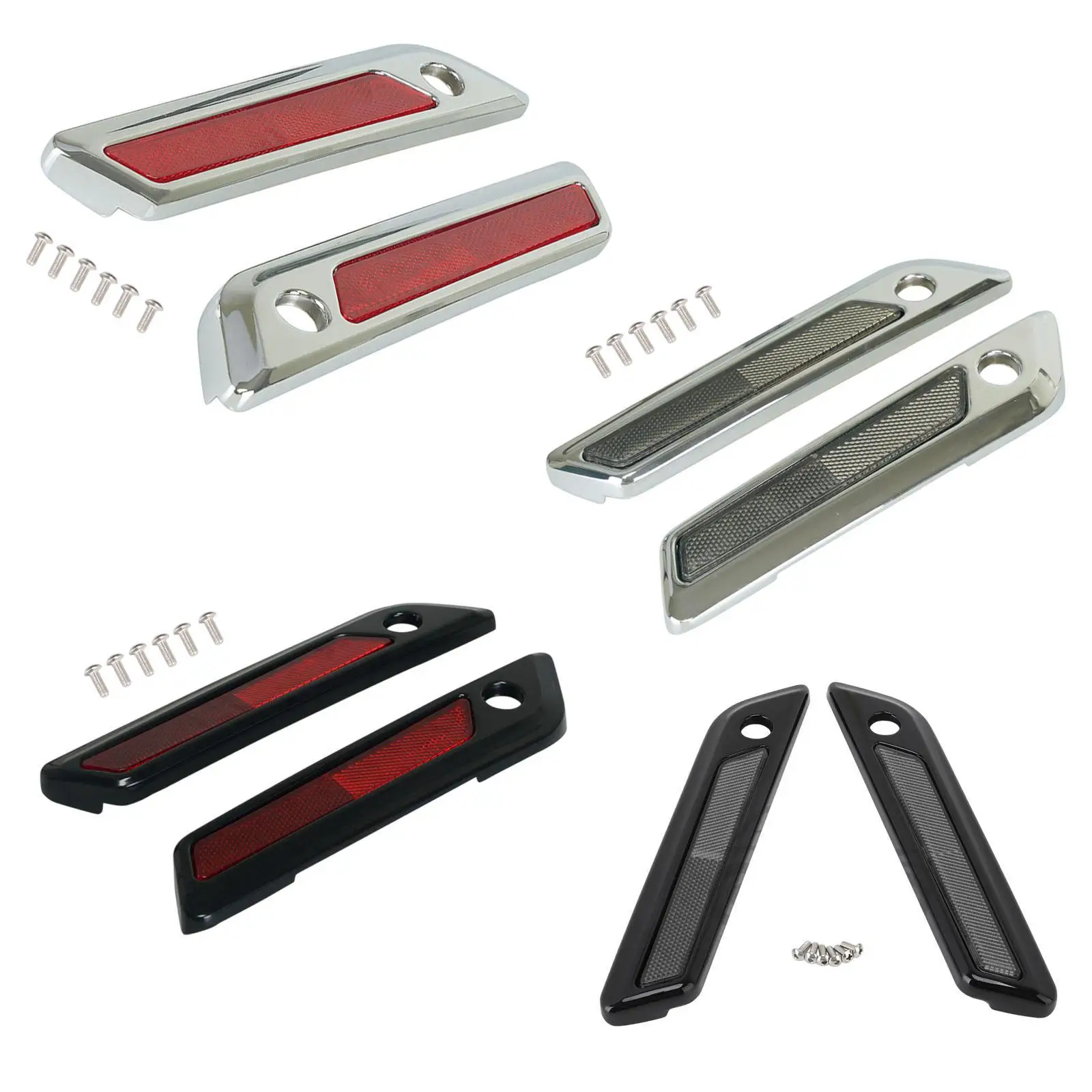 2x Motorcycle Saddle Bag Hinge Latch Covers High Performance with Reflectors Decoration Replace Parts for Touring