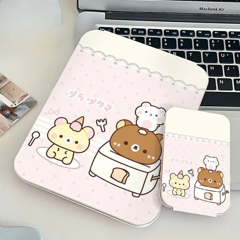 Rilakkuma folding makeup mirror, vanity mirror, tabletop, portable storage makeup mirror