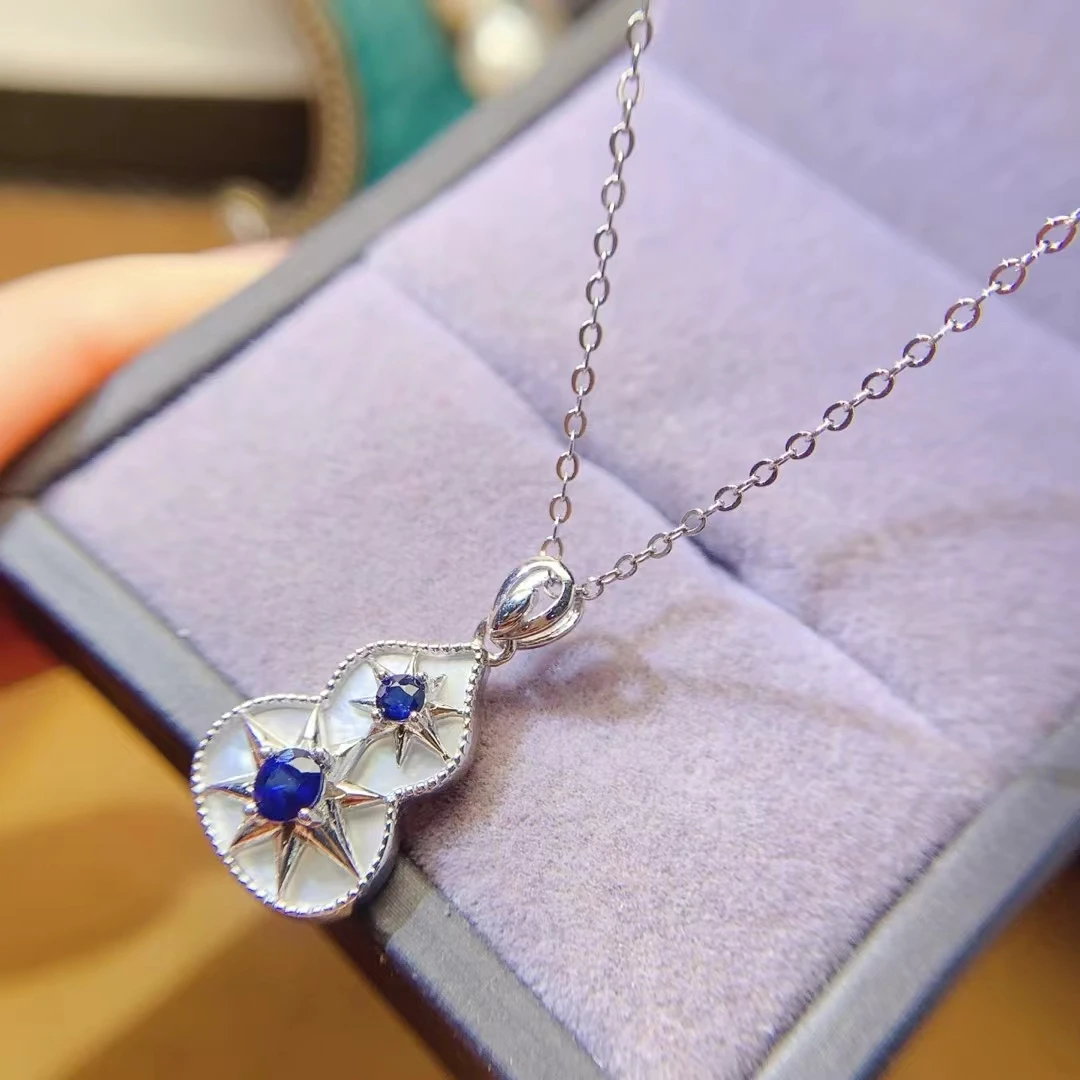 

KJJEAXCMY Natural Sapphire Pendant S925 Sterling Silver Lustrous Elegant Simple Design High-End Jewelry Bestseller for Birthday