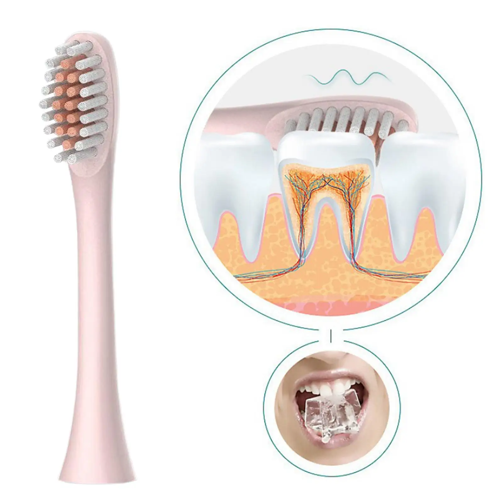 Escova elétrica Cabeças Substituição, Limpeza Profunda, Plástico, 3, 2 Pcs