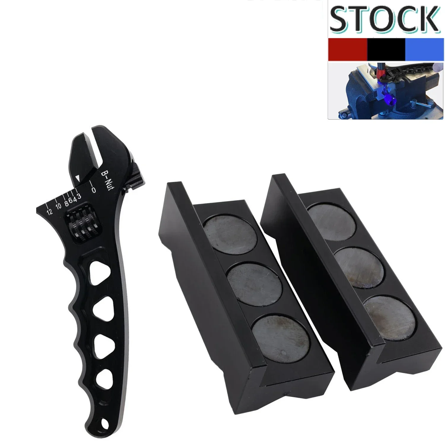 

Регулируемый ключ из алюминия с насадками для хомутов топливных шлангов