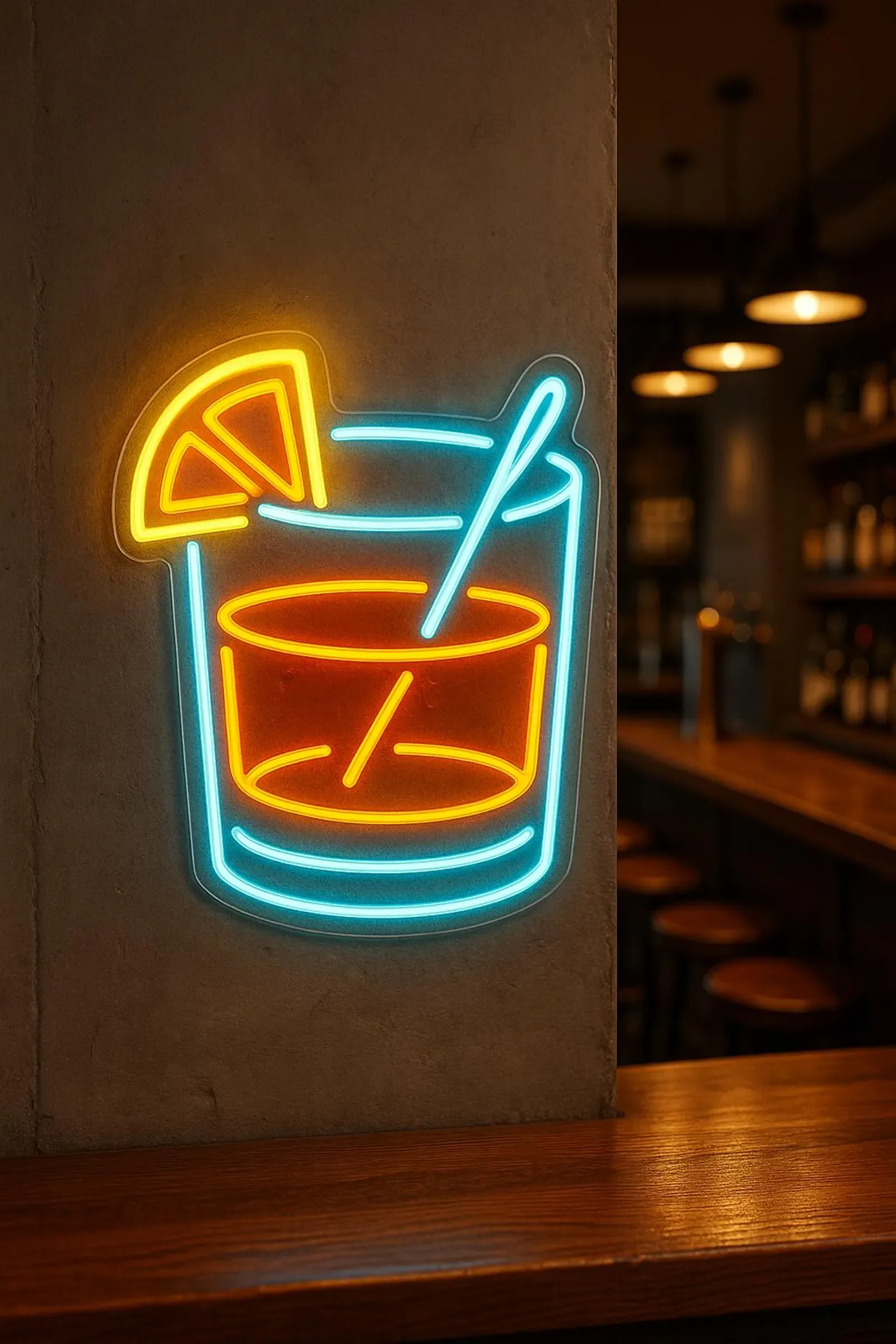 Whiskey Neon Sign,Bar Decor,Cocktail With Lce Neon Sign Decor,Alcohol Neon Decor,Bartender Gift Idea,Business Neon Sign
