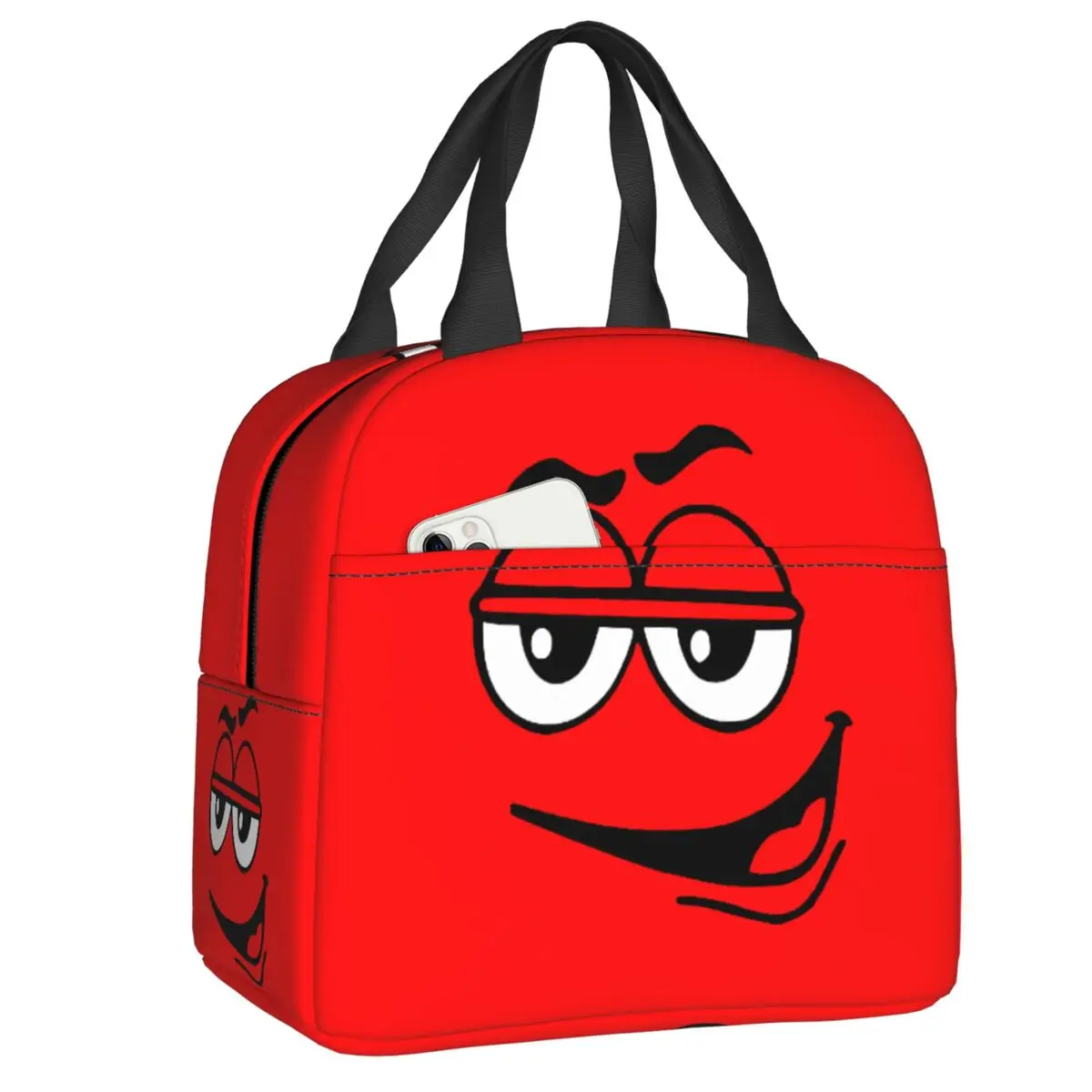 

Cartoon Chocolate Red Candy Face Insulated Lunch Box Reusable Thermal Cooler Lunch Bag Work Food Picnic Container Tote Bags