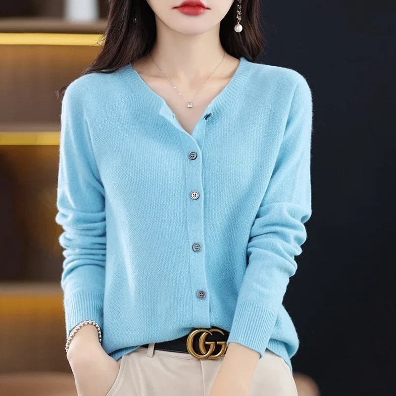 Women Clothing Cashmere Cardigans V Neck Single Breasted Short Slim Lady Knitwear Fashion Leisure Tops Korean Femme Cardigan