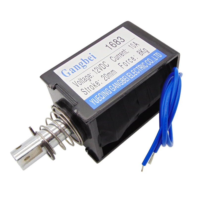 

gangbei 1683 Wholesale DC12V 24V 10A Force 8Kg travel 20mm Pull Type Linear Solenoid Electromagnet