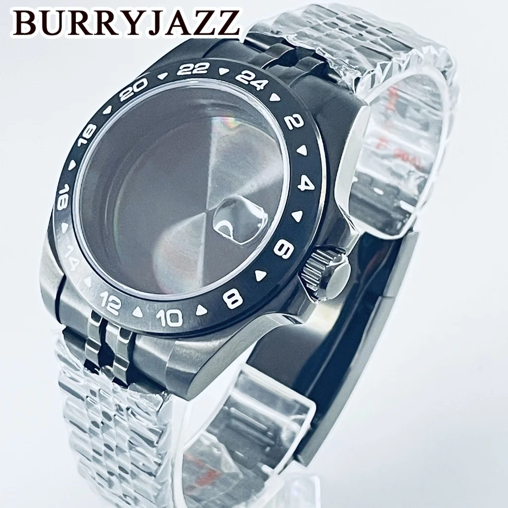 BURRYJAZZ 40 مللي متر 24 ساعة GMT الصلب الحافة صالح NH34 NH35 NH36 NH38 ETA2824 حركة الياقوت كريستال اكسبلورر الساعات ساعة