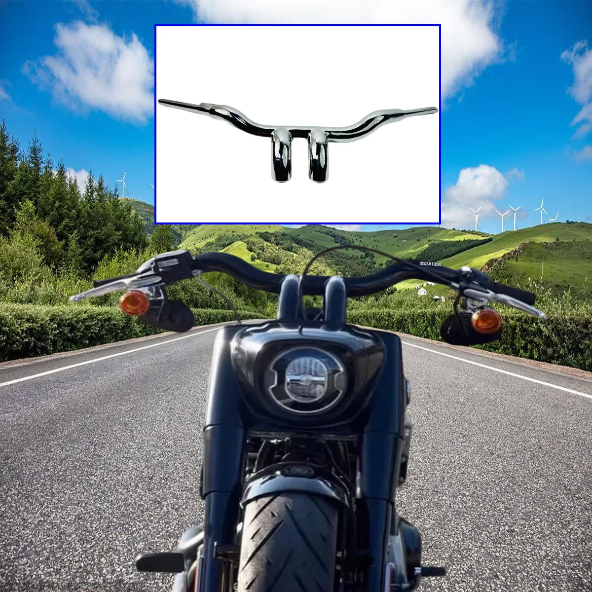 

Motorcycle Handlebar for Harley Softail Road King Breakout Fat Boy Street Bob Low Rider 2 inch Custom 8" Rise