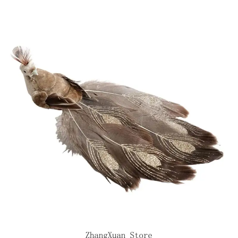 Weihnachtsbaumschmuck, vogelförmiger Vogelschmuck aus Stoffschaum mit geschichtetem Schwanz und Metallclip für den – Detail 10