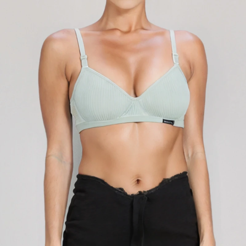 FallSweet Měkká bavlněná podprsenka bez kostic s push-up kosticemi pro ženy, bezešvá pohodlná braletka bez kostic - náhled 3