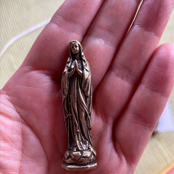 Reines Kupfer Vintage Heilige Jungfrau Maria Figuren Anhänger Messing Heilige Mutter Religion Glaube Buddha Schlüsselanhänger Behänge