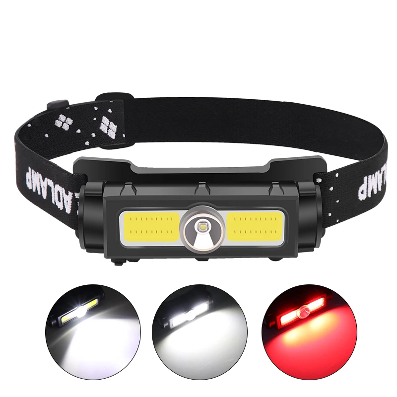 New arrival LED Headlamp Waterproof COB Lantern Head Lamp USB Rechargeable 18650 Headlight Work Light with Magnet Fishing Torch