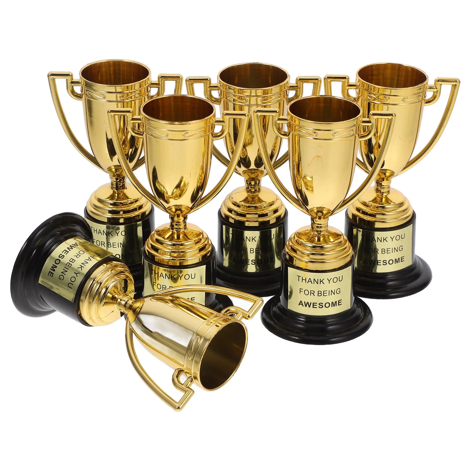 

6Pcs Mini Gold Trophies Plastic Sports Competition Awards Party Favor Cups Compact Lightweight for School Events