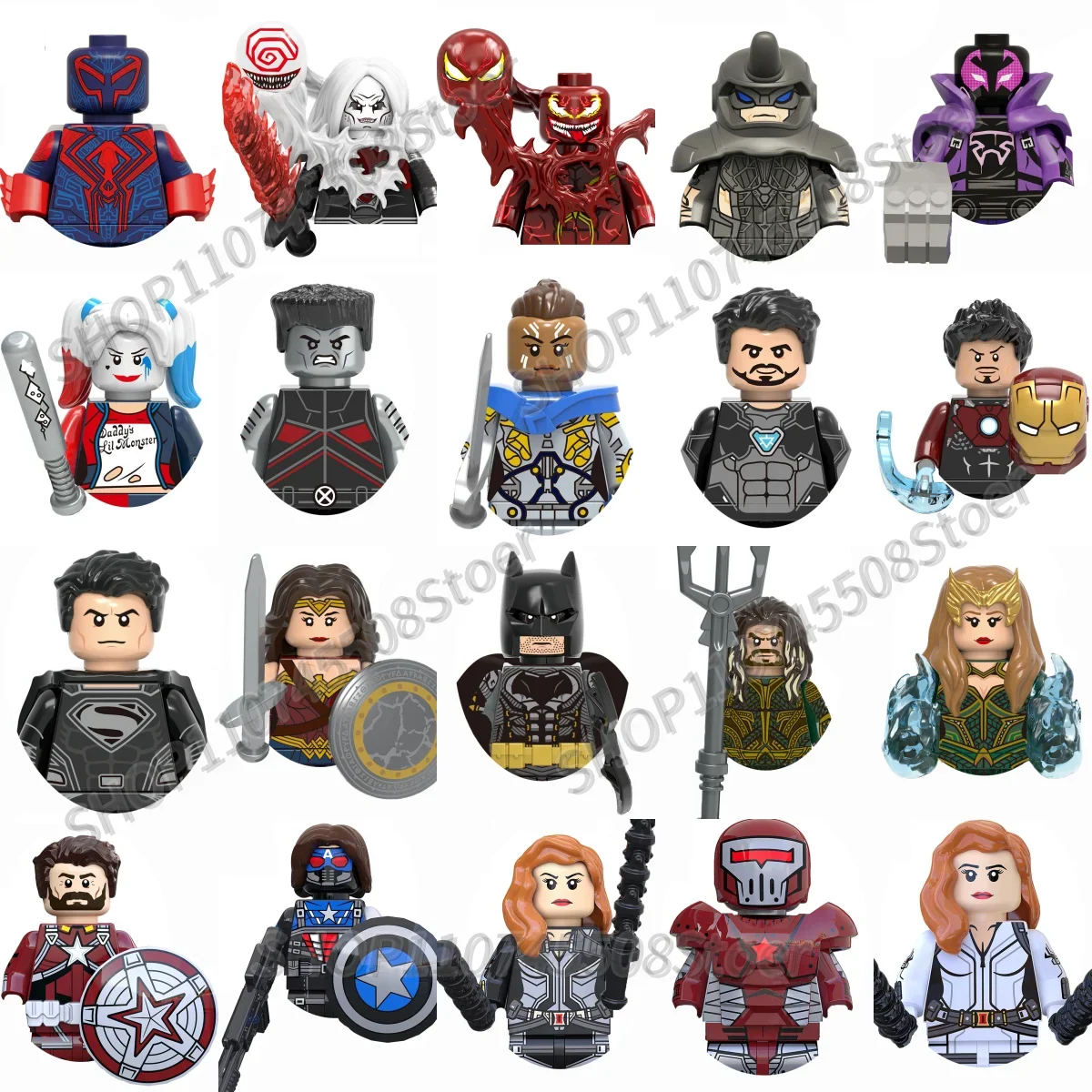 

Hot toys building blocks Black Adam Venom Doctor Fate Iron Man mini brick toys children's party gifts