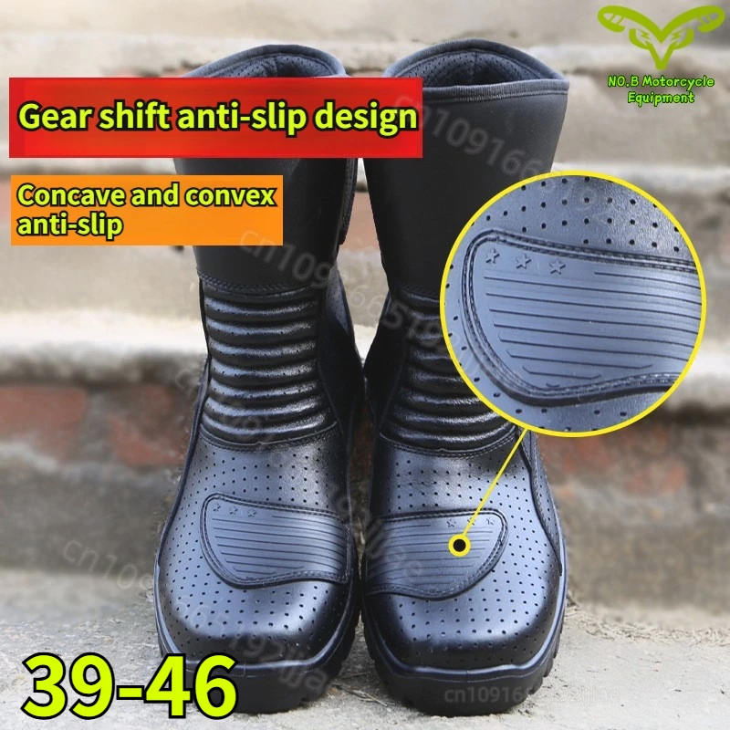 

Мотоботы мужские классические для мотокросса с усиленной защитой пятки и носка, водонепроницаемые высокие мотоботы для туризма, летние