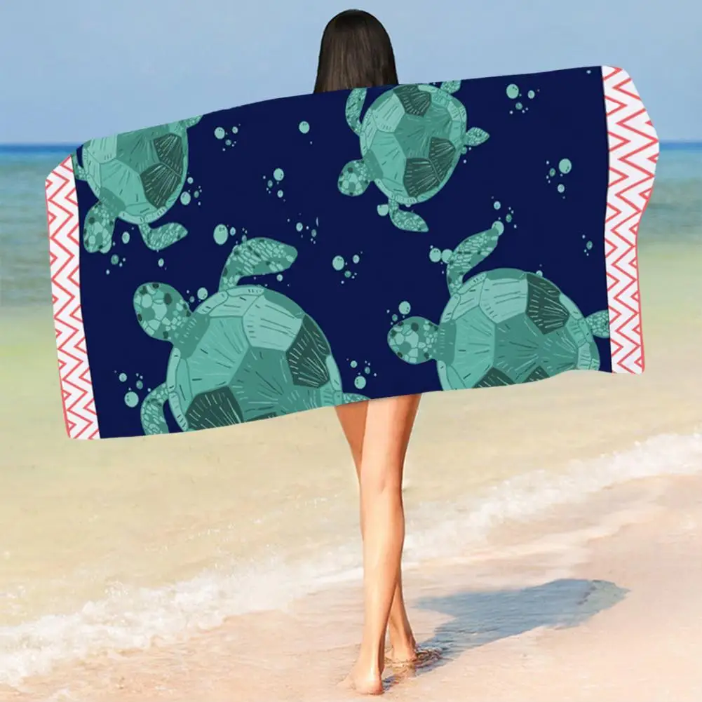 

Beach Towel Useful Breathable Bright Color Outdoor Seaside Traveling Sunscreen Beach Towel Daily Use