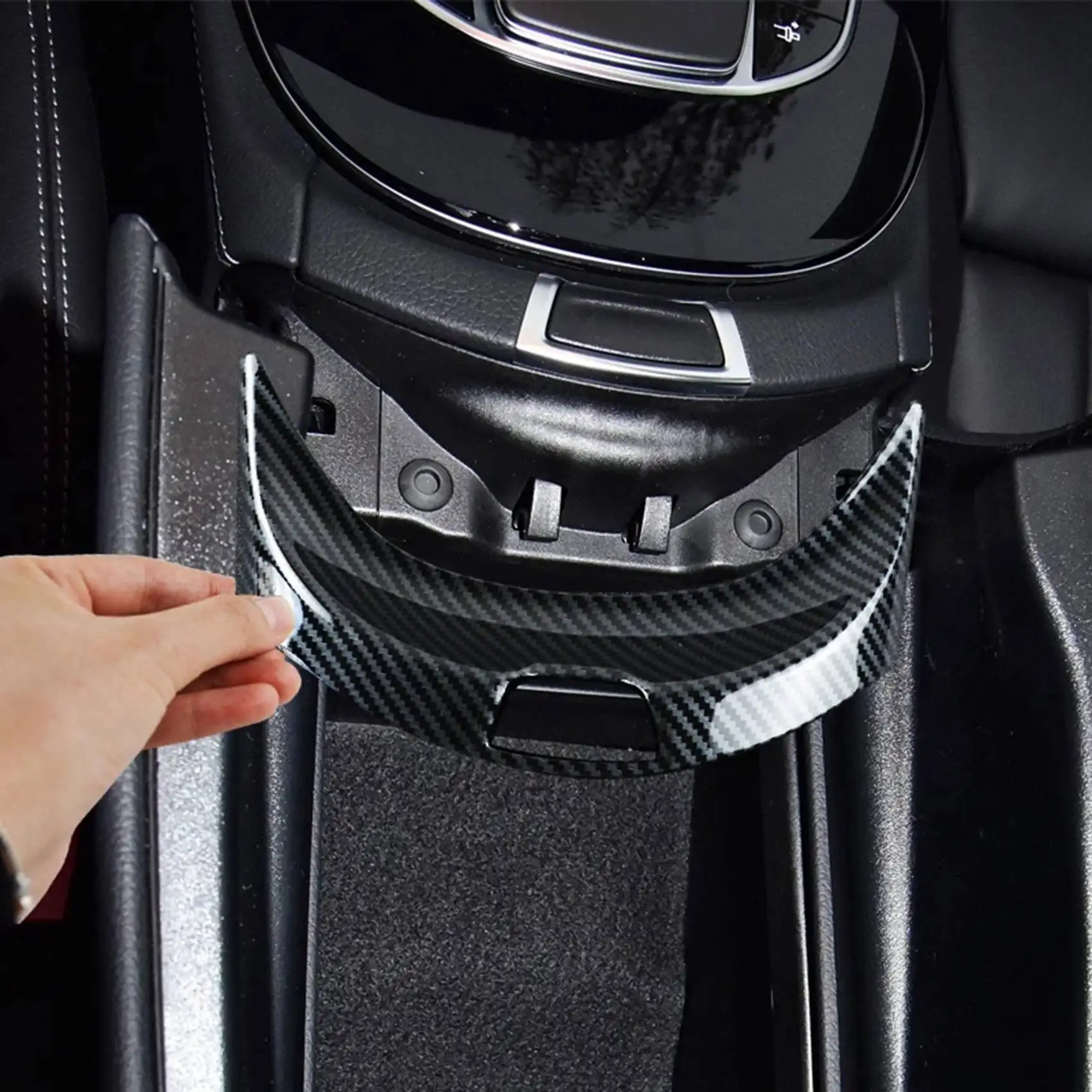 A02Q-Car Center Console Bracciolo Box Trim Pulsanti Interruttore Pannello di Copertura per Mercedes Benz Classe E W213 2017-2021 In Fibra di Carbonio