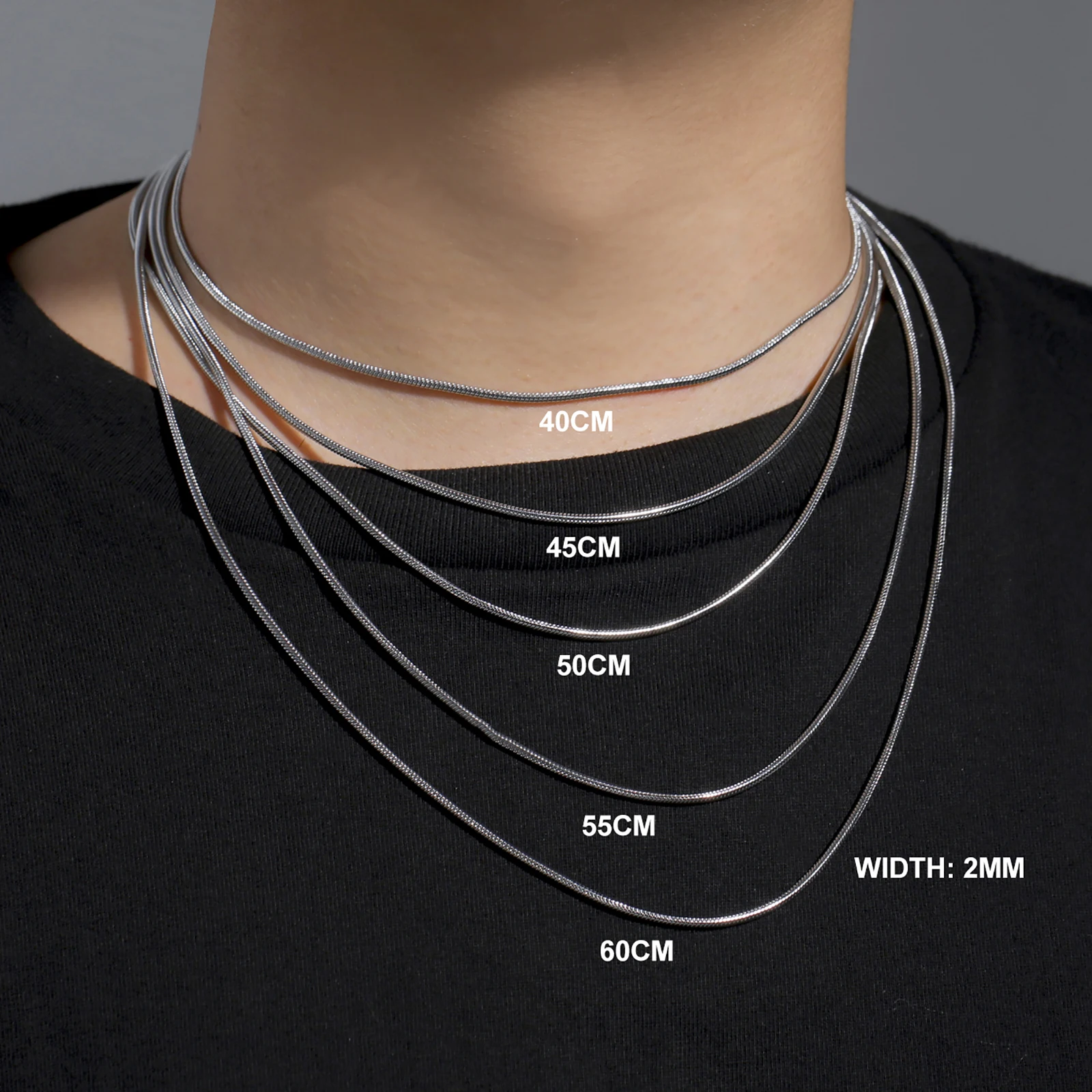 EUEAVAN Round Snake Chain Necklace for Women Men Stainless Steel 