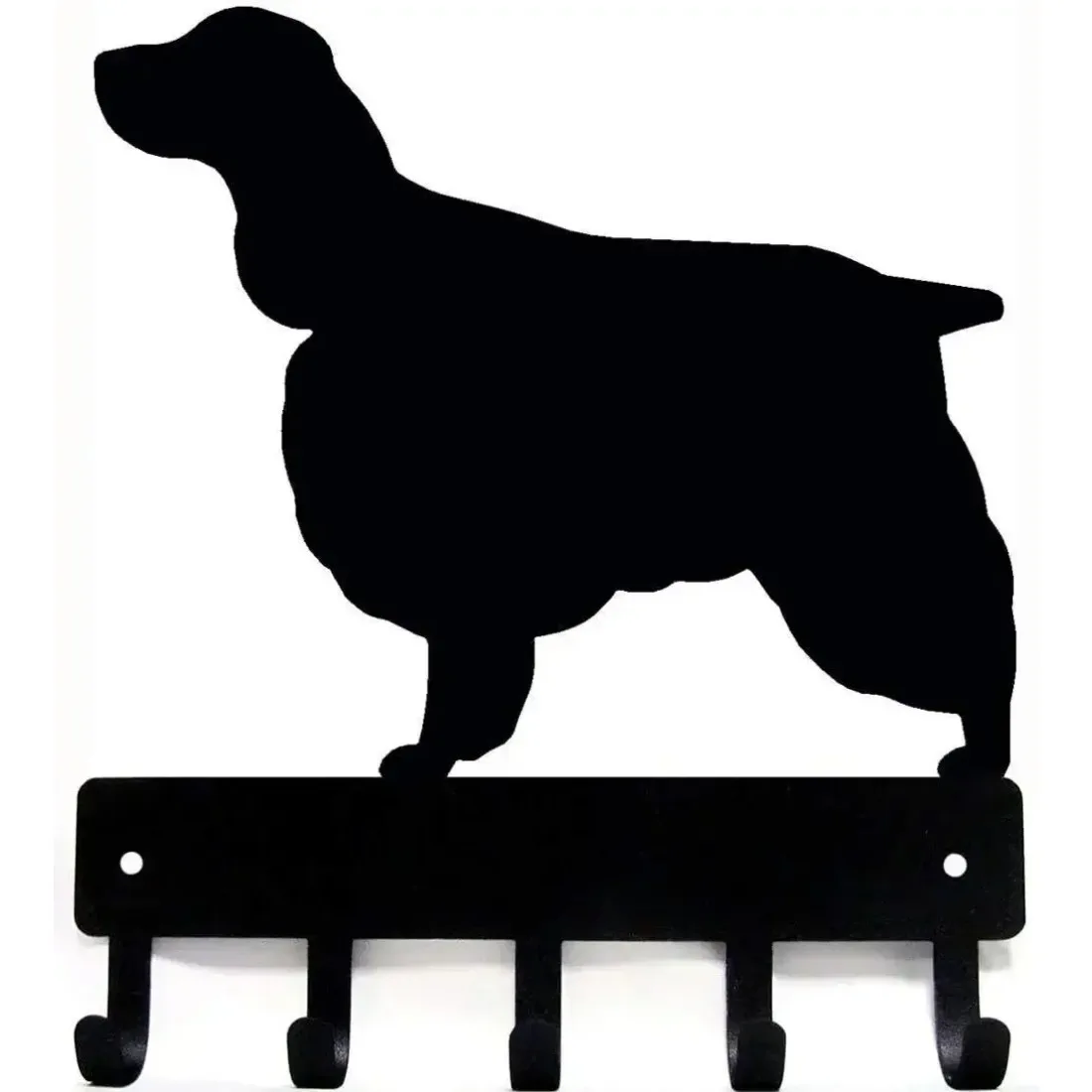 English Springer Spaniel Key & Dog Leash Hanger, Metal Wall Art Storage Rack, Iron Hooks for Coats
