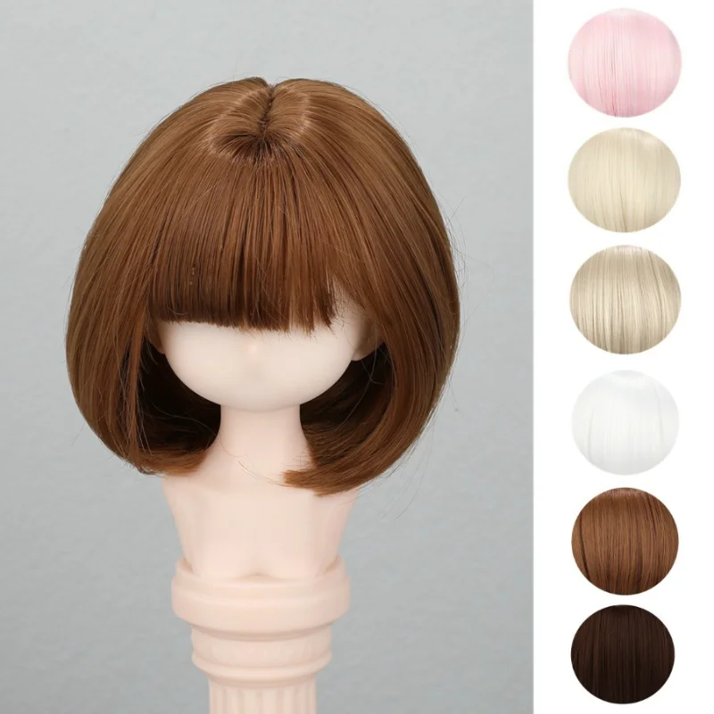 SD/BJD Doll Wig 3/4/6 Points Bob Short Hair Soft Silk Pink Brown Doll Wig Headband DIY Doll Making Supplies Wig Accessories