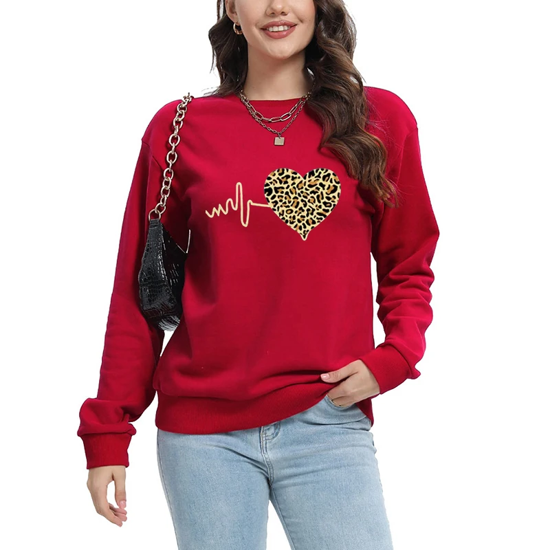 의류 여성 Y2k 후드 유행 여성 스웨터 풀오버 긴 소매 후드 탑 가을 패션 의상 2025 Leopard Clothes