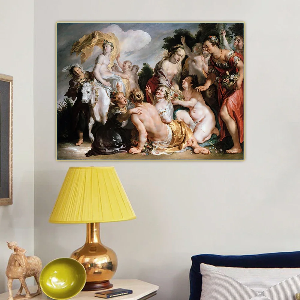 Jacob Jordaens《The Rape of Europa》Canvas Oil Painting Art Aesthetic Picture Poster Wall Background Hanging Decor Home Decoration