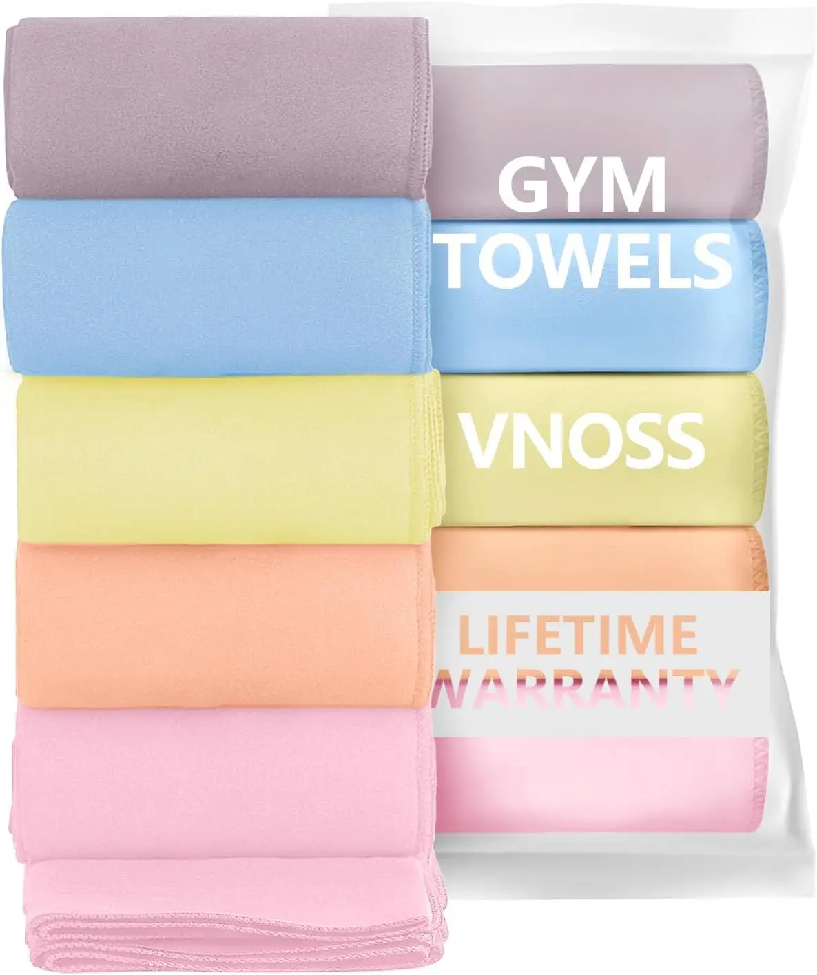 

Microfiber Gym Towels Quick Dry Highly Absorbing Odor-Free for Women Men Hot Yoga Tennis Camping Set of 5 Pastel 16x27Inch