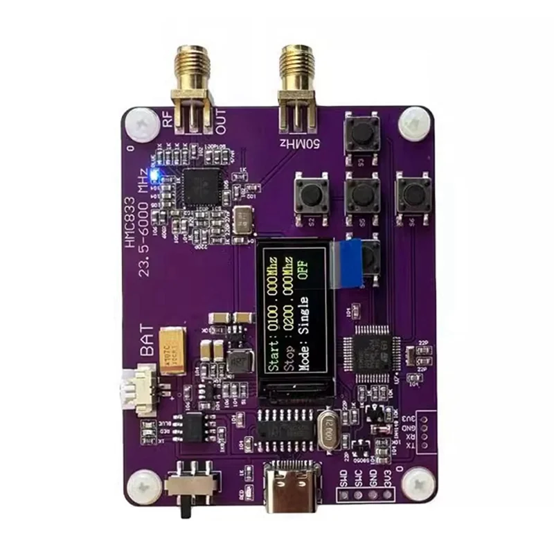 

HMC833 Oled 6Ghz Signal Source 23.5-6000MHZ Display RF Signal Source Transmitter, Power Regulation-ABQA