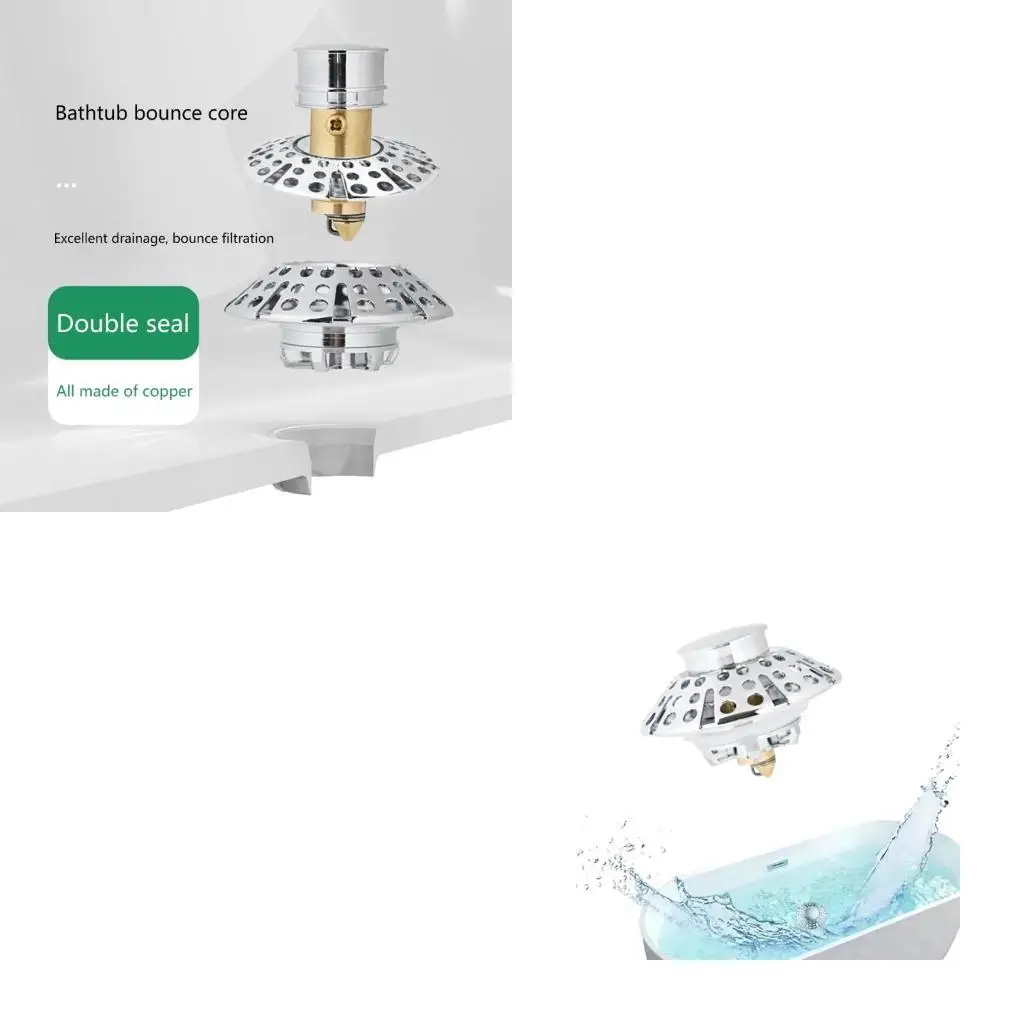 

652F Durable Tub Drain Cover Convenient Bathroom Sink Drain Stopper Alloy & Brass Sink Plug No More Hassle with Plumbers