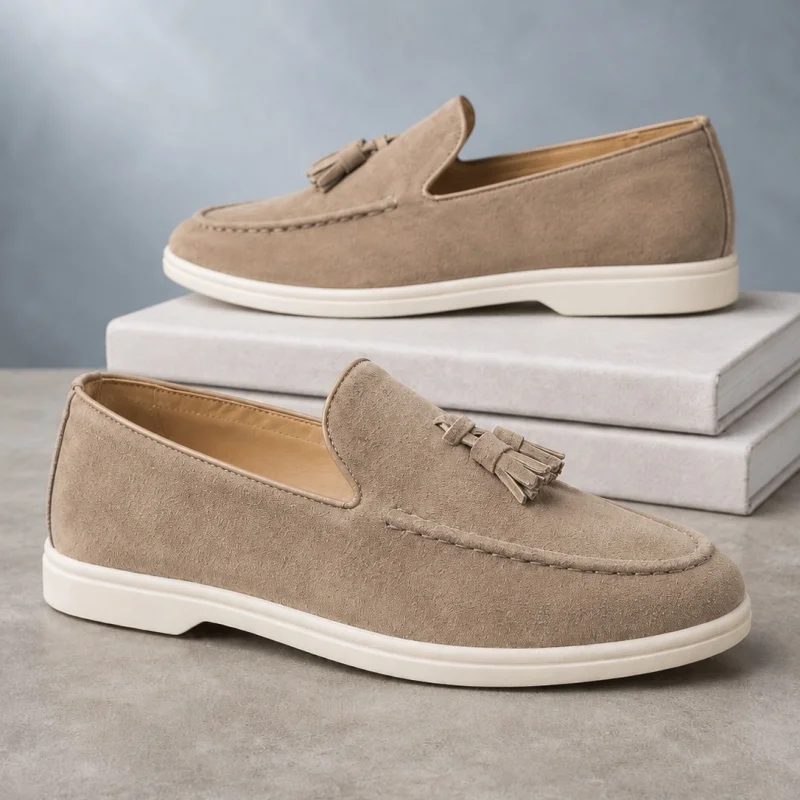 Men's Fashion Casual Shoes Leather Plush Men's Classic British Style Su One Step Stepping Le Fu Shoes Casual Shoes Men's Outdoor