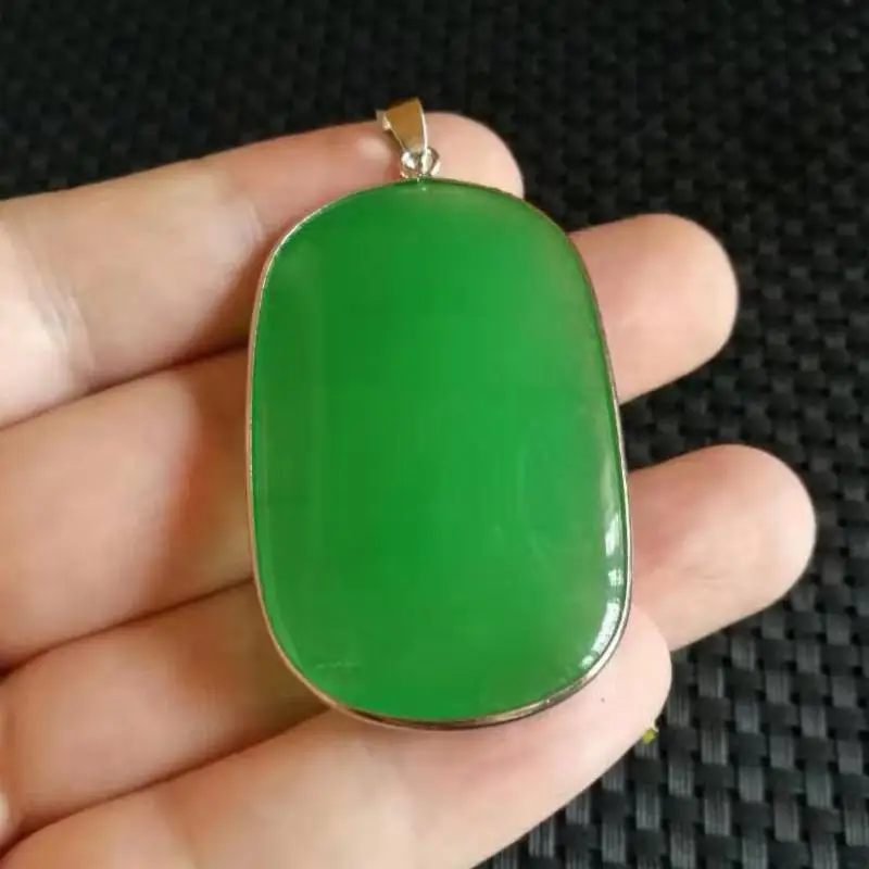 Natural Myanmar Jadeite Green Jade Charm Necklace Women Fine Jewelry Genuine Grade A Burma Jade Oval Pendant Necklace