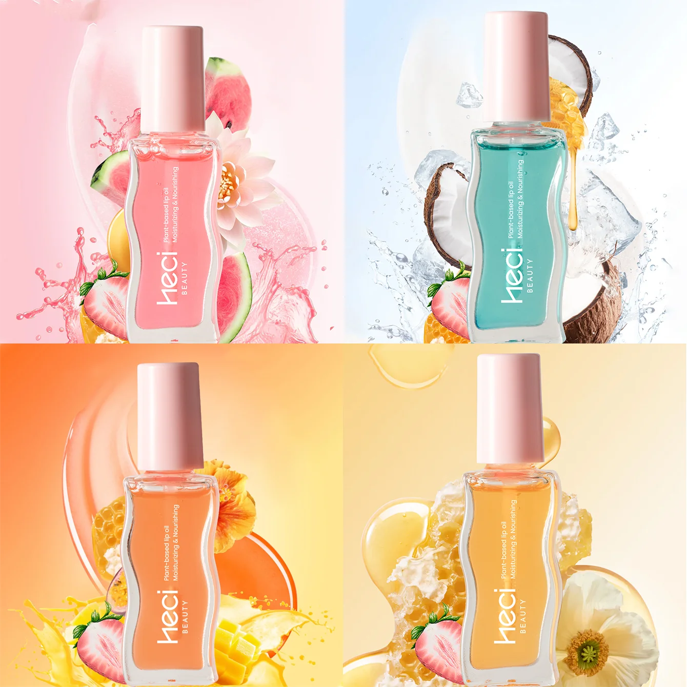 

4PCS/SET Preservative-Free High-Shine Tinted Lip Oil, Vegan Lip Care Clear Makeup, Hydrating & Moisturizing Non-Sticky Lip Gloss
