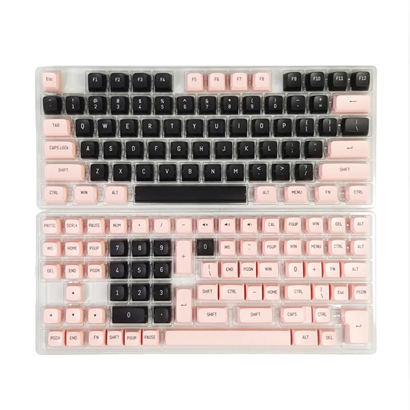 KeysLand-Clavier mécanique double injection PBT, profil CSA, touches, noir, rose, XDA, GBrosClone, aucun commutateur MX, personnalisé