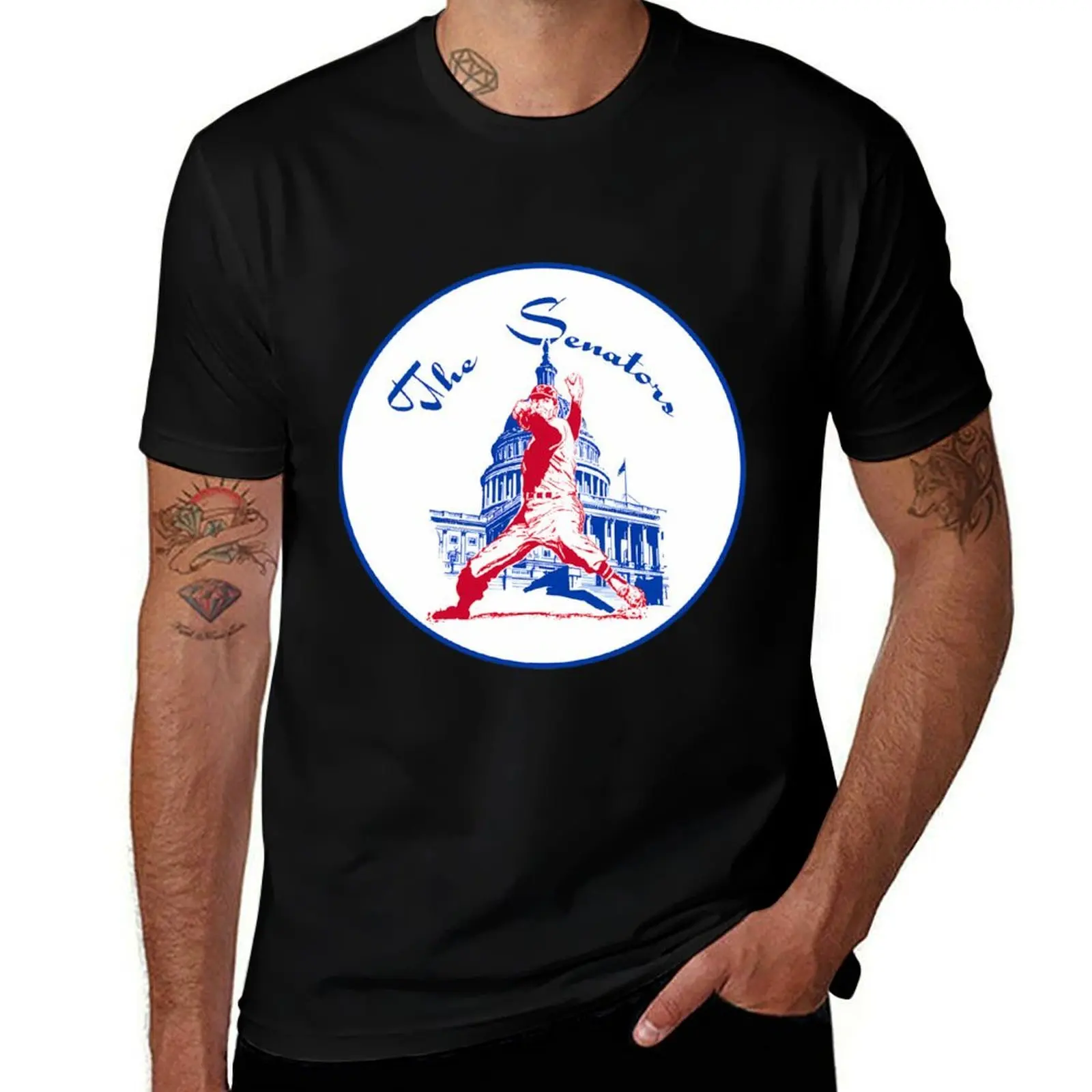 T-shirt à manches courtes avec logo alternatif des Washington Senators, basique, simple et décontracté