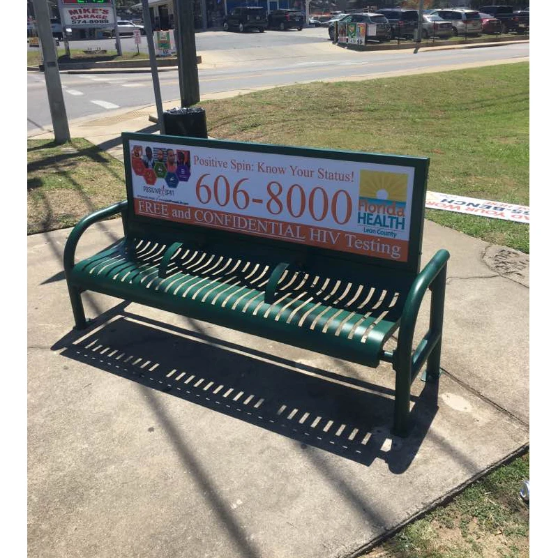 Painted outdoor garden steel memorial advertising benches for sale