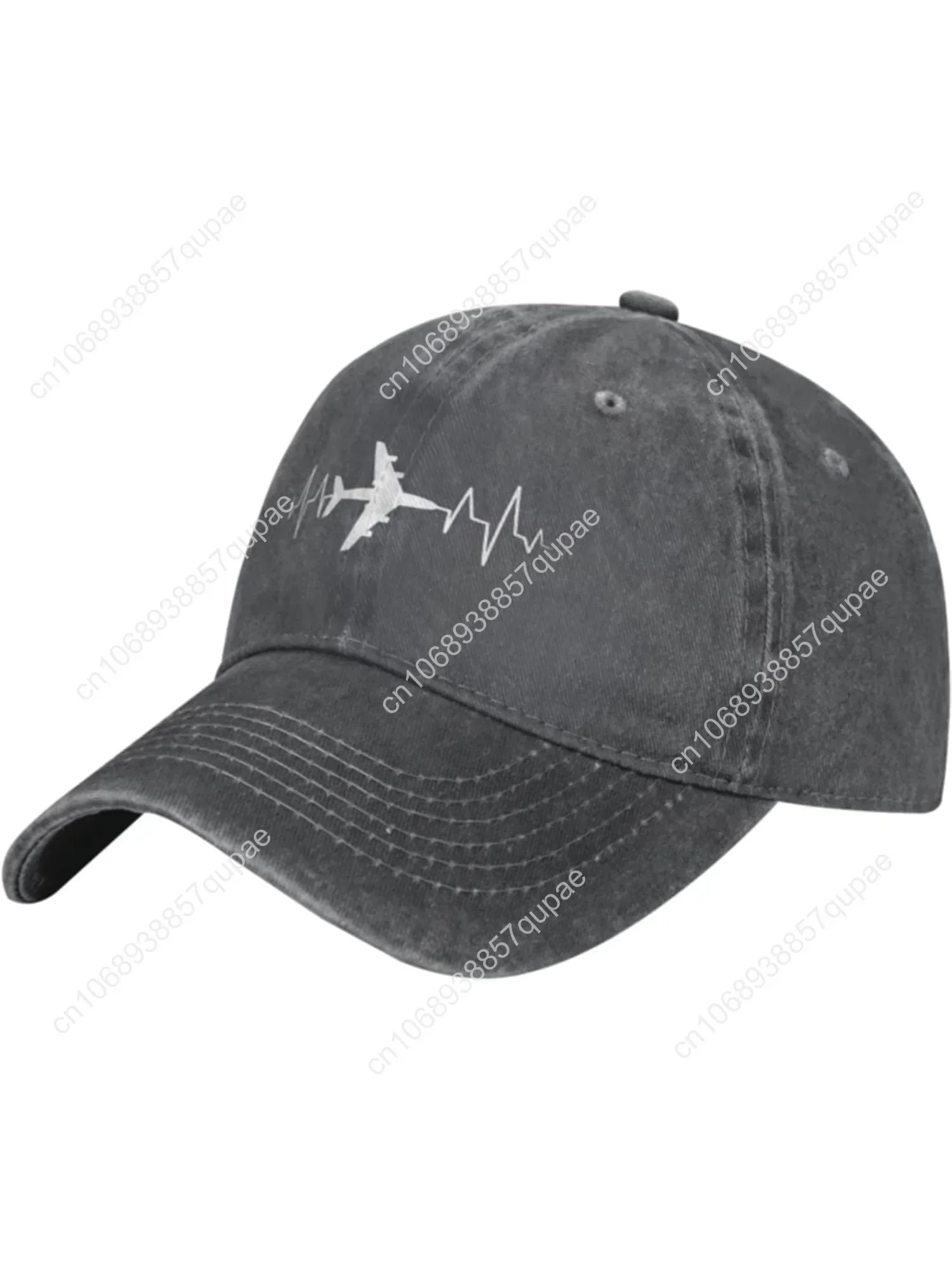 

Airplane Pilot Heartbeat Cowboy Baseball Hat Men Women Classic Adjustable Outdoor Baseball Cap Black