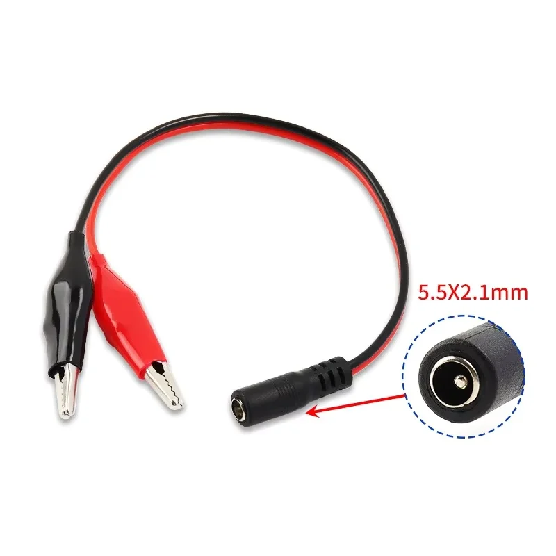 1PC 2 Alligator Clip to 1 Male or Female DC Power Plug Connector Adapter DC 5.5*2.1mm Clips Crocodile Test Leads image 3