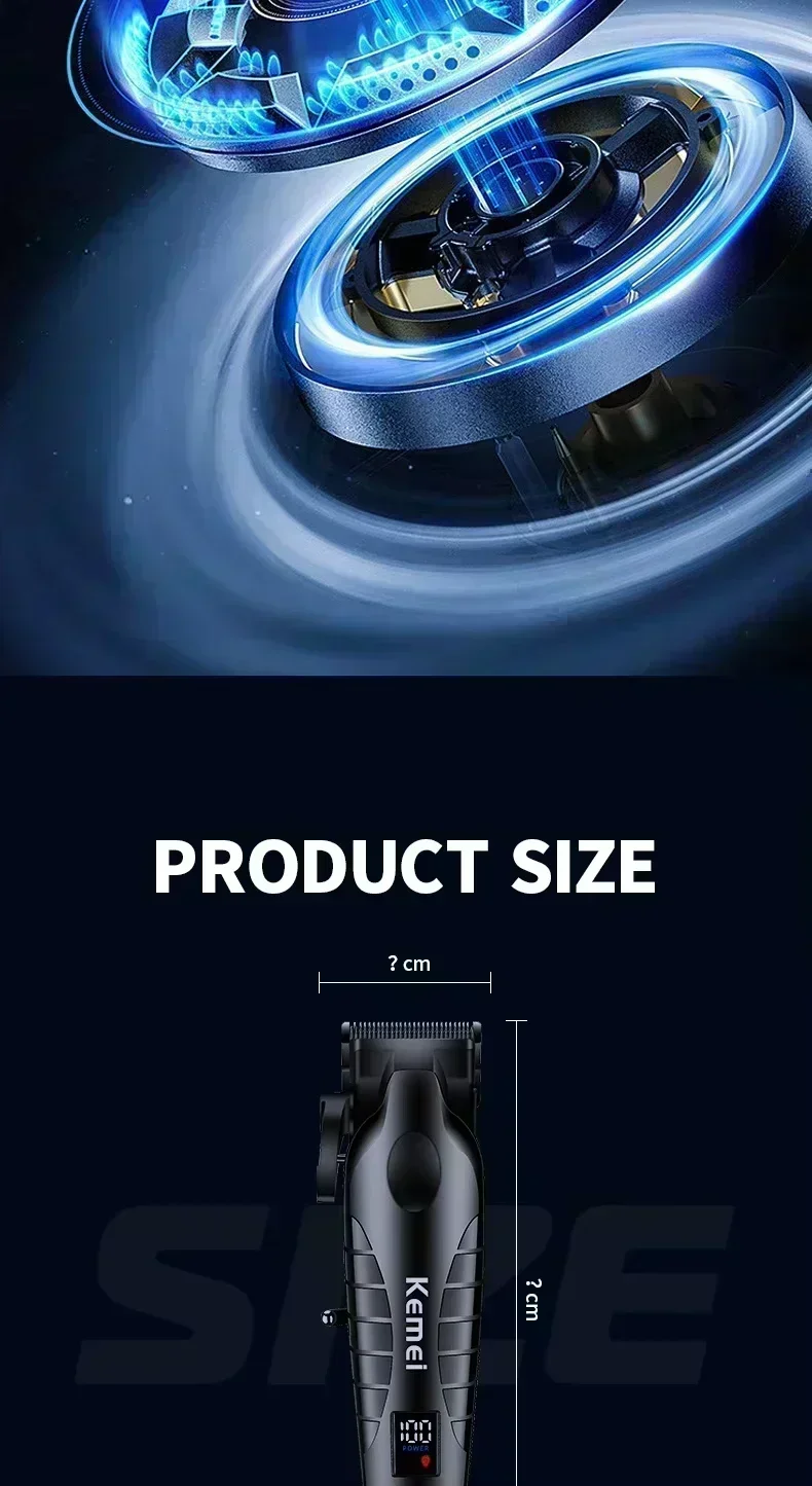 Kemei KM-2290 KM-2293 KM-T95 Professionelle Schneidemaschine Elektrorasierer Haarschneider mit LCD-Display Herren-Haarschneidemaschine – Detail 8