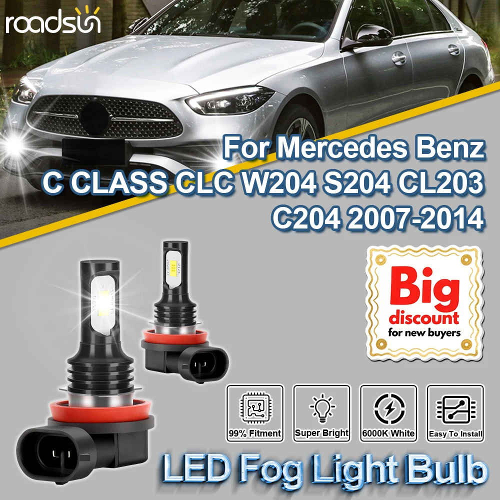 2PCS H11 LED Fog Lights Bulbs 12000LM CSP 3570 Auto Fog Lamps 6000K For Mercedes Benz C CLASS CLC W204 S204 CL203 C204 2007-2014
