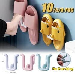 3/5/10 Sets of Slipper Storage Hooks Punch Free Shelves on Bathroom Walls Indoor Household Shoe Racks Slipper Storage Tools