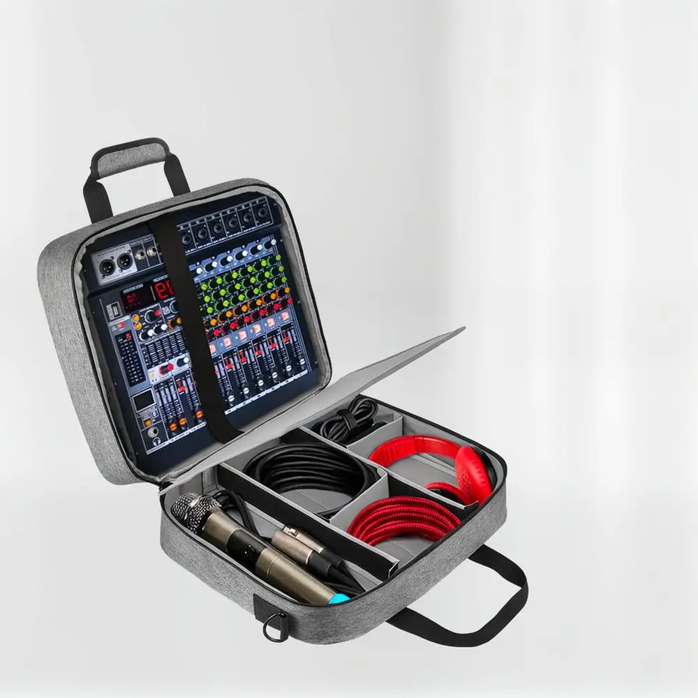 Grey Polyester Audio Mixer Storage Case Portable Recording Equipment Protector Travel Organizer For Field Audio Production Gear