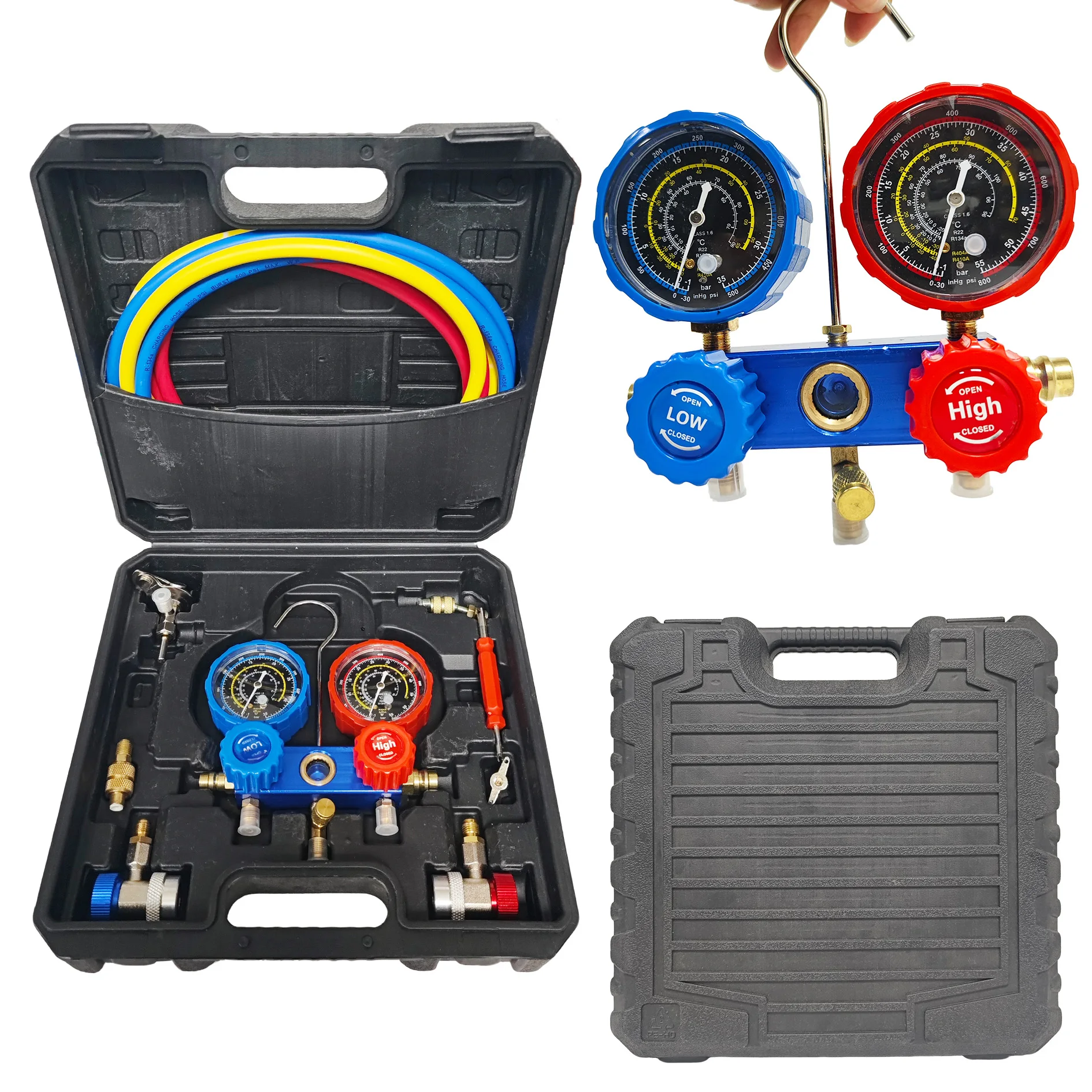 

Automobile air Conditioning Refrigerant Pressure Gauge and Fluorine Gauge Set Kit - Filling Valve and Filling Gauge