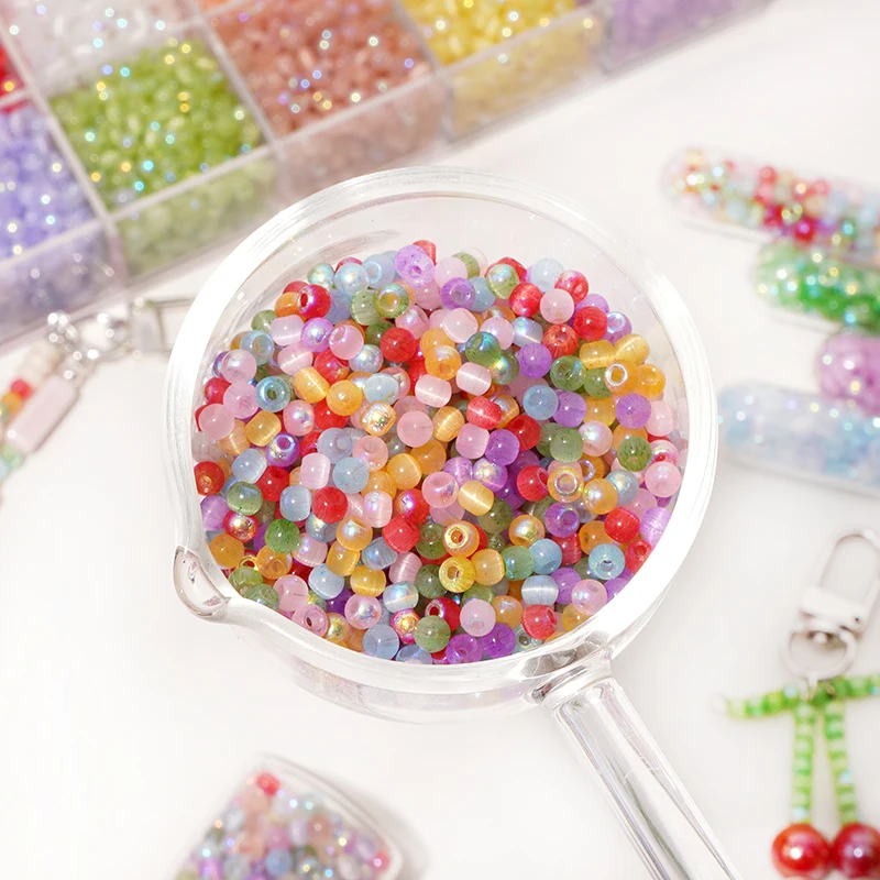 10g 4mm Colorful Glass Loose Spacer Beads Superior Cat Eye Seed Beads for Bracelet Necklace DIY Jewelry Making Craft Accessories