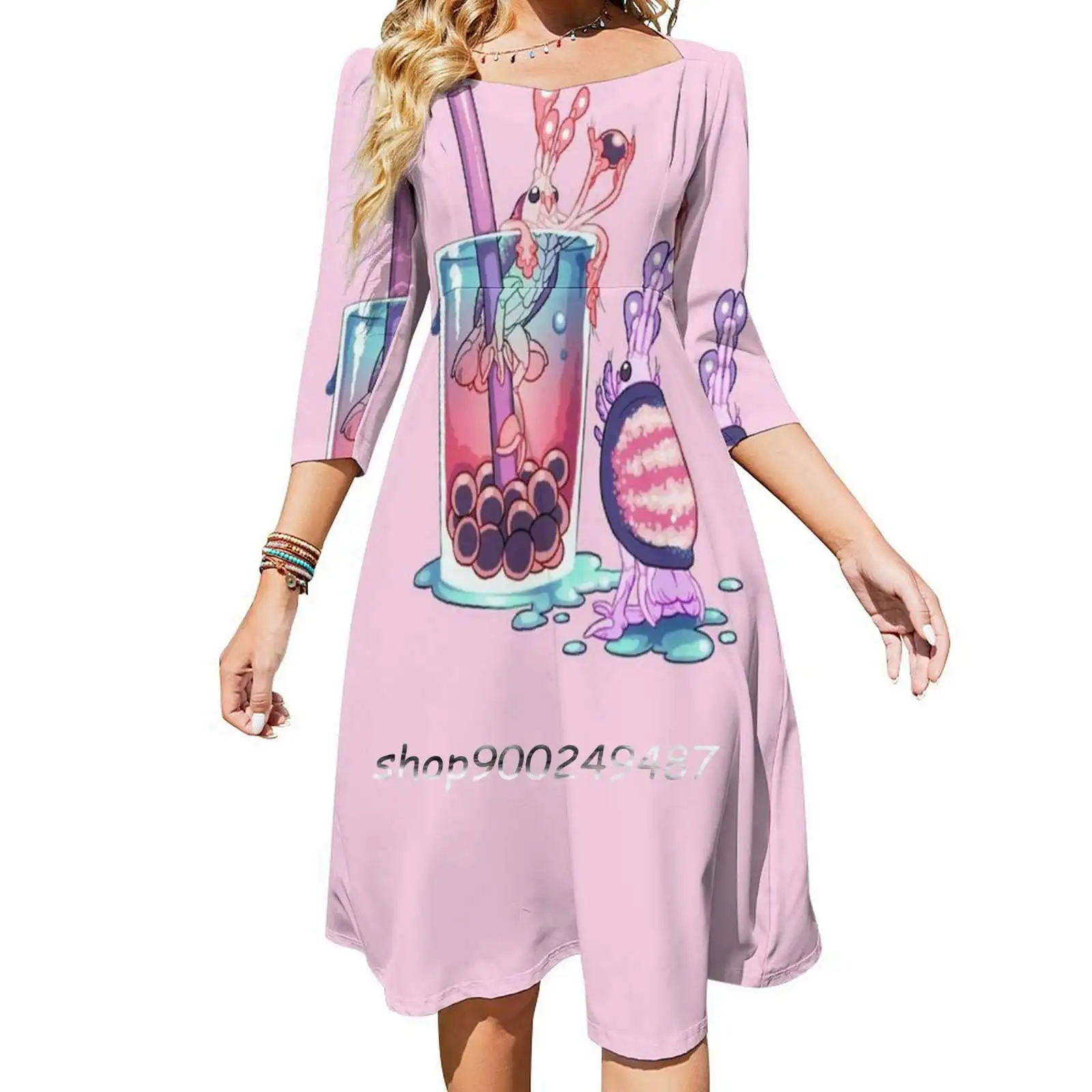 Sweets : Scud Boba Square Neck Dress New Plus Size Elegant Women Waist Tight Dress S Runaway To The Stars Scifi Science Fiction