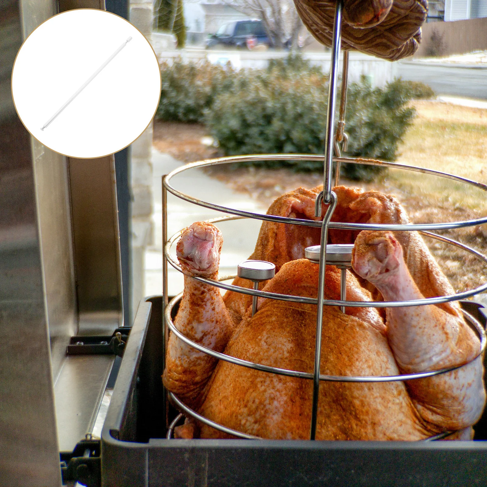 

Stainless Steel Grill Shaft Rotating Chicken Fork Roasting Shaft Replacement Parts for Bbq Grill Air Fryer Accessories Cooking